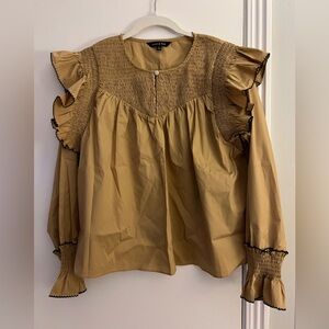 Women's Ruffled Tan Blouse